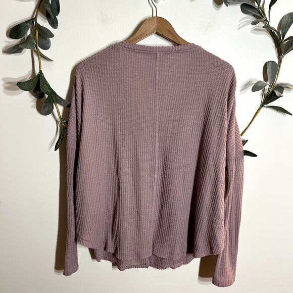 Urban Outfitters Mauve Waffle Knit Long Sleeve LAST CALL - Picture 4 of 4